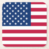 アメリカ愛国的な米国国旗の赤と青 スクエアペーパーコースター (正面)