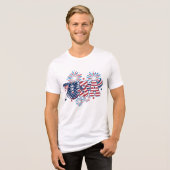 アメリカ愛国的な花火 赤 白 青 アメリカン トライブレンドTシャツ (正面全面)