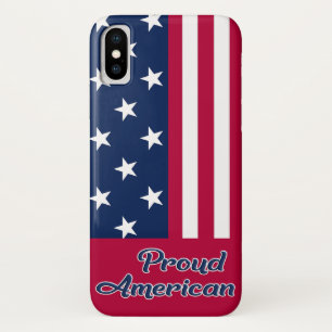 アメリカ愛国的な誇りを持ったアメリカ国旗の赤青 iPhone X ケース