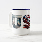 アメリカ愛国的な象徴的なアメリカの画像 ツートーンマグカップ (正面左)