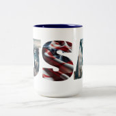 アメリカ愛国的な象徴的なアメリカの画像 ツートーンマグカップ (中央)