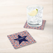 アメリカ愛国的な赤白青の星型 スクエアペーパーコースター (インサイチュ)