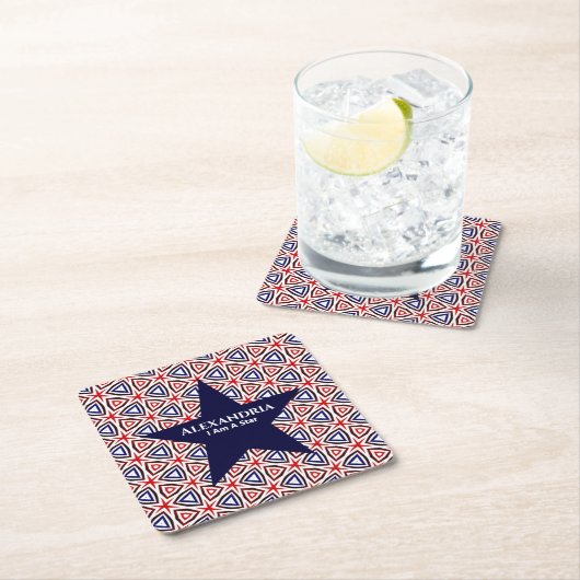 アメリカ愛国的な赤白青の星型 スクエアペーパーコースター (インサイチュ)