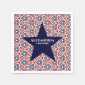 アメリカ愛国的な赤白青の星型 スタンダードカクテルナプキン (正面)