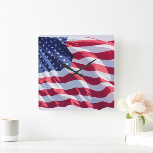 アメリカ愛国的な退役軍人ウォールデコールクロック スクエア壁時計 (ホーム)