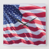 アメリカ愛国的な退役軍人ウォールデコールクロック スクエア壁時計 (正面)