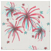 アメリカ愛国的な7月4日の第4回Fireworks Burst ファブリック (クローズアップ)