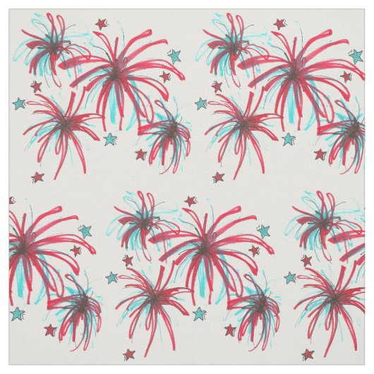アメリカ愛国的な7月4日の第4回Fireworks Burst ファブリック (見本)