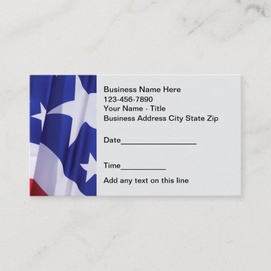 アメリカ愛国的アポイントメント名刺 予約カード (正面)