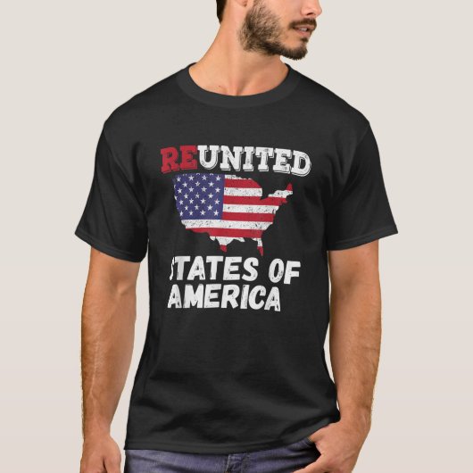 アメリカ愛国的アメリカ国旗の再統一州 Tシャツ (正面)