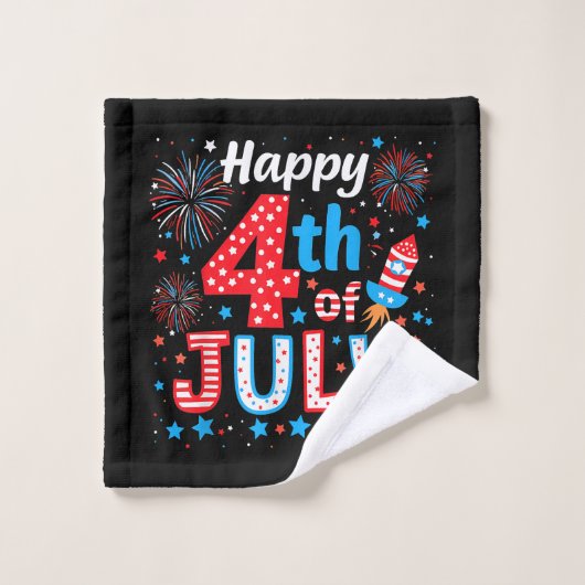 アメリカ愛国的アメリカ国旗の7月4日(土) ウォッシュタオル (ウォッシュタオル)