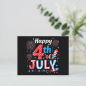 アメリカ愛国的アメリカ国旗の7月4日(土) シーズンポストカード (スタンド正面)