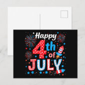 アメリカ愛国的アメリカ国旗の7月4日(土) シーズンポストカード (正面/裏面)