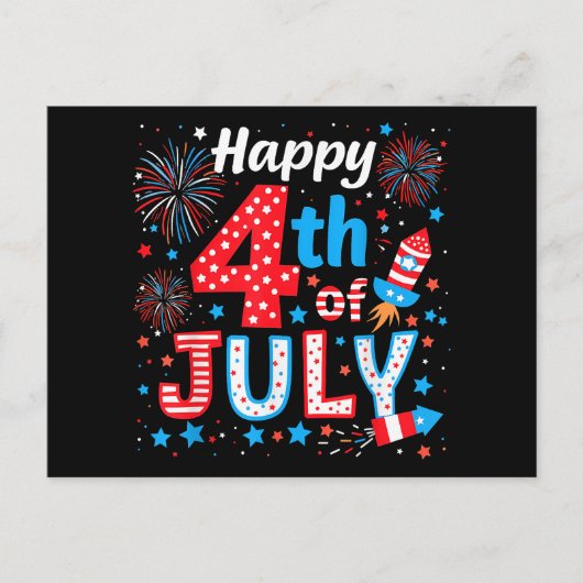 アメリカ愛国的アメリカ国旗の7月4日(土) シーズンポストカード (正面)
