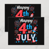 アメリカ愛国的アメリカ国旗の7月4日(土) セーブザデート (正面/裏面)