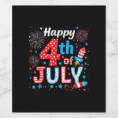 アメリカ愛国的アメリカ国旗の7月4日(土) ワインラベル (シングルラベル)