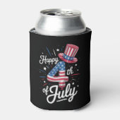 アメリカ愛国的アメリカ国旗の7月4日（土） 缶クーラー (缶正面)