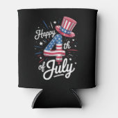 アメリカ愛国的アメリカ国旗の7月4日（土） 缶クーラー (正面)