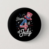 アメリカ愛国的アメリカ国旗の7月4日（土） 缶バッジ (正面)