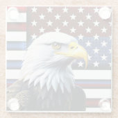 アメリカ愛国的イーグルおよび米国国旗 ガラスコースター (裏面)