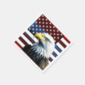 アメリカ愛国的イーグルおよび米国国旗 スタンダードカクテルナプキン (角)