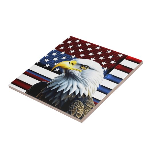 アメリカ愛国的イーグルおよび米国国旗 タイル (側面)