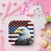 アメリカ愛国的イーグルおよび米国国旗 ペーパープレート (パーティー)