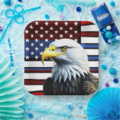 アメリカ愛国的イーグルおよび米国国旗 ペーパープレート (パーティー)