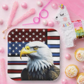 アメリカ愛国的イーグルおよび米国国旗 ペーパープレート (パーティー)
