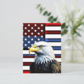 アメリカ愛国的イーグルおよび米国国旗 ポストカード (スタンド正面)
