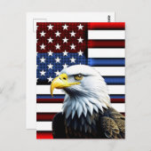 アメリカ愛国的イーグルおよび米国国旗 ポストカード (正面/裏面)