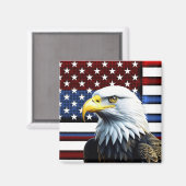 アメリカ愛国的イーグルおよび米国国旗 マグネット (正面/裏面)