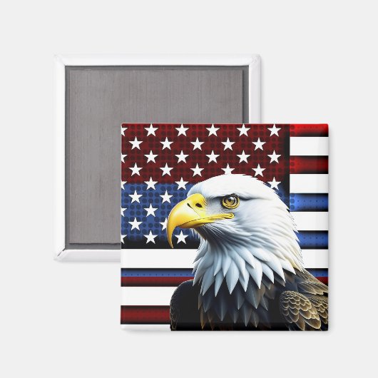 アメリカ愛国的イーグルおよび米国国旗 マグネット (正面/裏面)