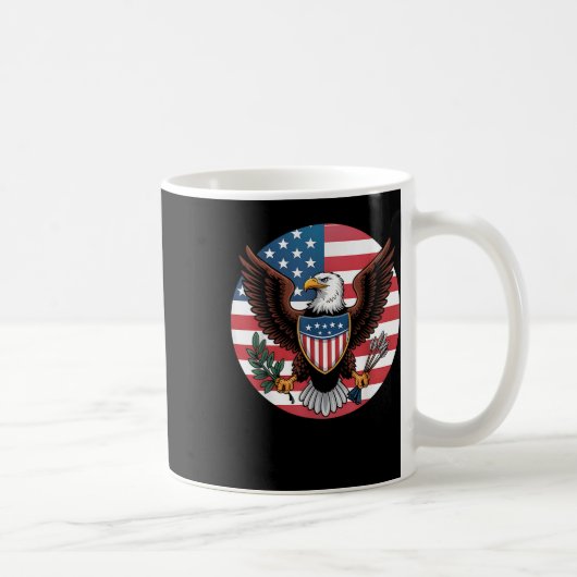 アメリカ愛国的イーグルシールドアメリカ国旗Ju4th コーヒーマグカップ (右)