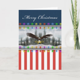アメリカ愛国的イーグルメリークリスマスカー空白のド シーズンカード