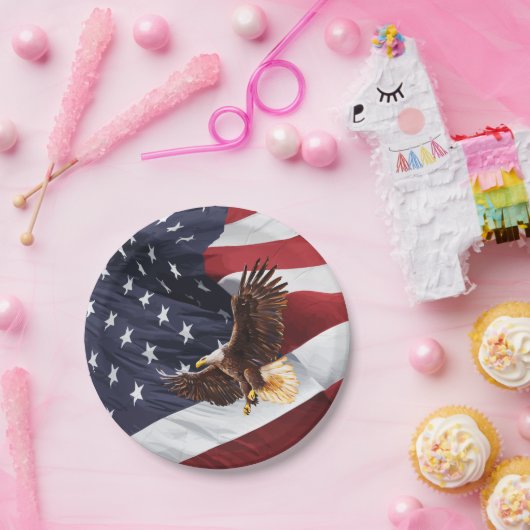 アメリカ愛国的イーグル ペーパープレート (パーティー)