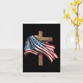 アメリカ愛国的クリスチャン向け国旗の動揺して十字 カード (黄色い花)