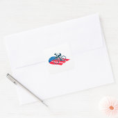 アメリカ愛国的サイクリングアメリカ国旗の自転車ライダー スクエアシール