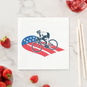 アメリカ愛国的サイクリングアメリカ国旗の自転車ライダー スタンダードランチョンナプキン (インサイチュ)