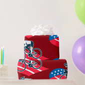 アメリカ愛国的サイクリングアメリカ国旗の自転車ライダー ラッピングペーパー