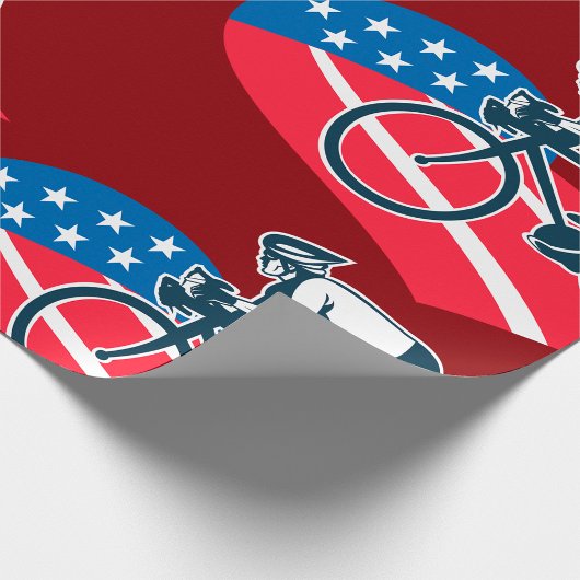 アメリカ愛国的サイクリングアメリカ国旗の自転車ライダー ラッピングペーパー