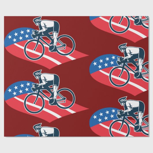 アメリカ愛国的サイクリングアメリカ国旗の自転車ライダー ラッピングペーパー (フラット)