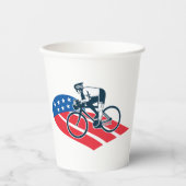 アメリカ愛国的サイクリングアメリカ国旗の自転車ライダー 紙コップ (正面)
