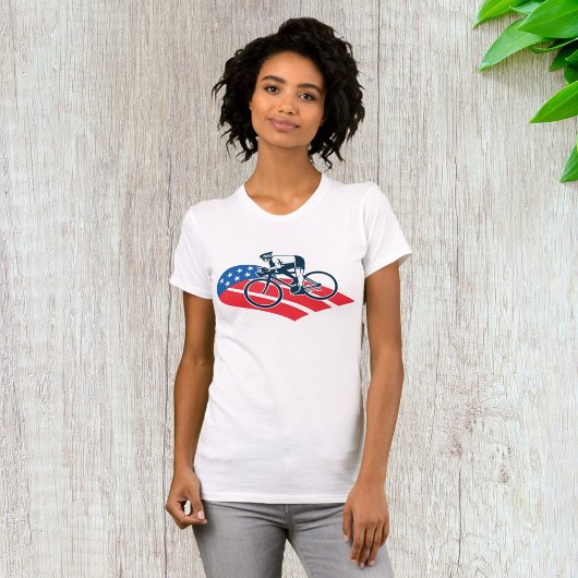 アメリカ愛国的サイクリングアメリカ国旗の自転車ライダー Tシャツ