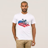 アメリカ愛国的サイクリングアメリカ国旗の自転車ライダー Tシャツ (正面フル)