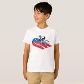 アメリカ愛国的サイクリングアメリカ国旗の自転車ライダー Tシャツ (正面フル)