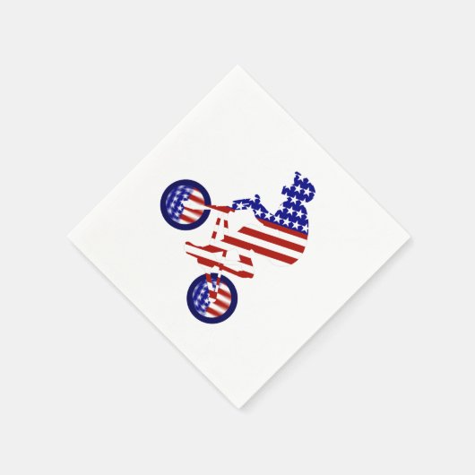 アメリカ愛国的サイクリングBMX スタンダードカクテルナプキン (角)