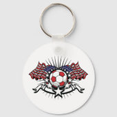アメリカ愛国的サッカーデザインアメリカ国旗のサッカー キーホルダー (正面)