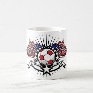 アメリカ愛国的サッカーデザインアメリカ国旗のサッカー コーヒーマグカップ