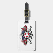 アメリカ愛国的サッカーデザインアメリカ国旗のサッカー ラゲッジタグ (正面縦)